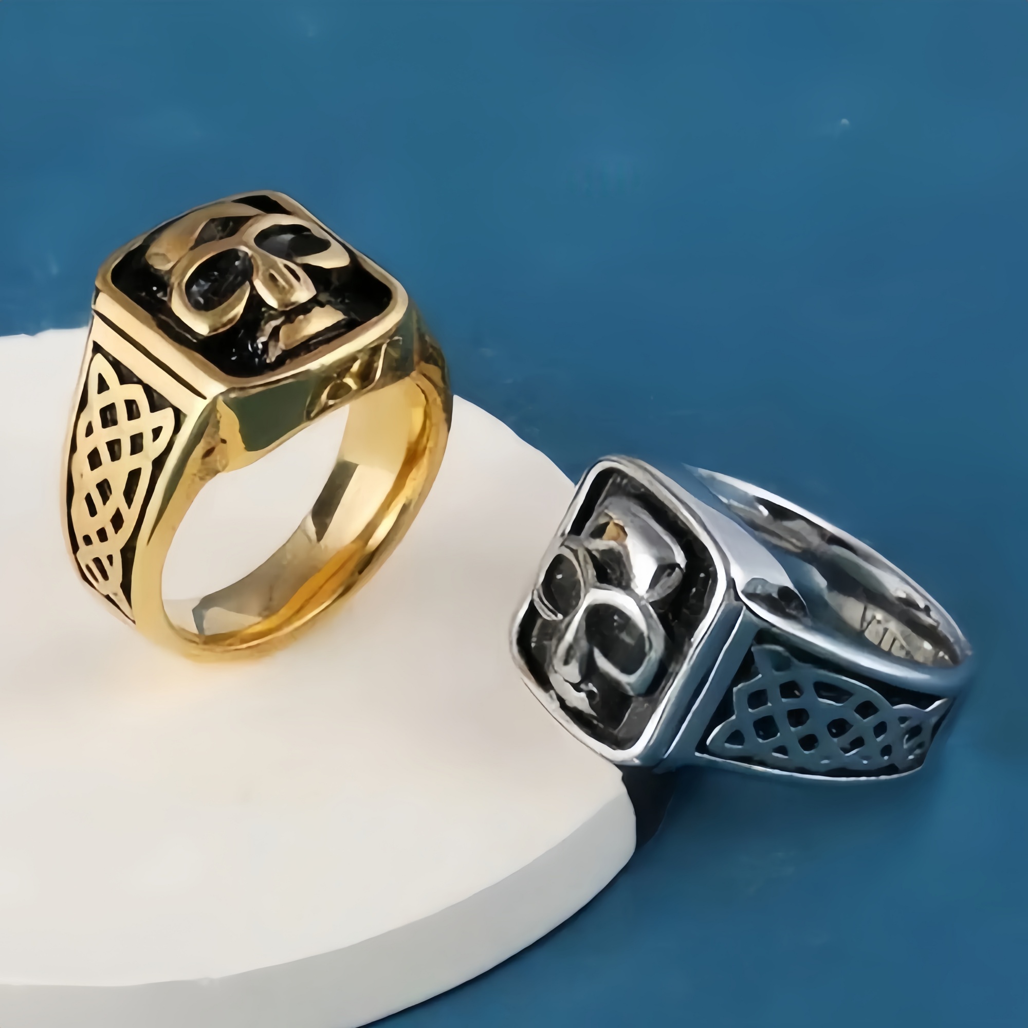 Vintage Celtic Knot Stainless Steel Ring For Men Gold Silver Tone | DZ1132-JinBaoJewerly