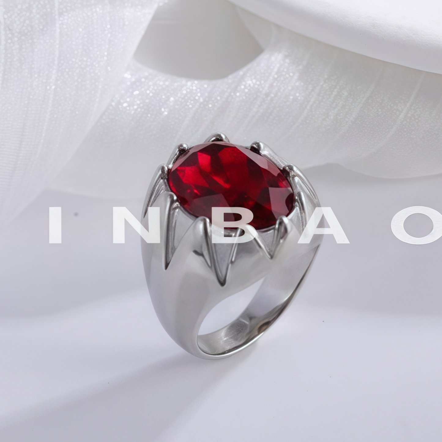 Vintage Gemstone Ring with Gemstone Inlay Stainless Steel Design for Men | K002239-JinBaoJewerly