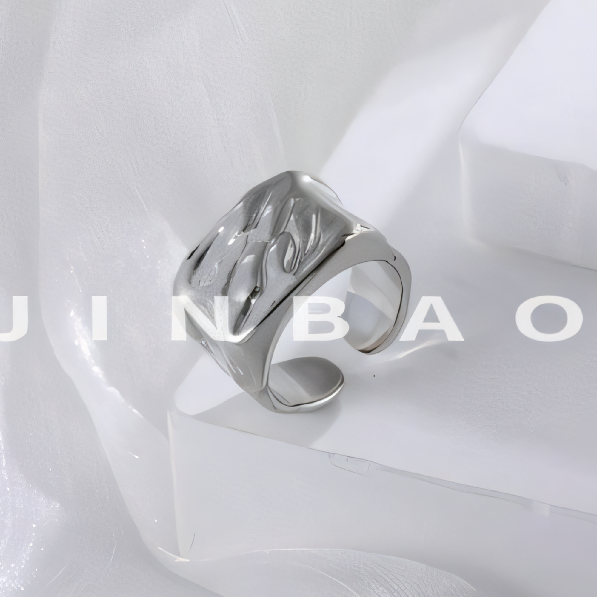 Vintage Hammered Stainless Steel Minimalist Ring for All | G003662-JinBaoJewerly