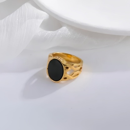 Vintage Hollow Oval Stainless Steel Ring for Men | K002667-JinBaoJewerly