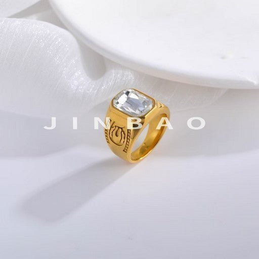 Vintage Multicolor Gemstone Ring Men's Stainless Steel Design | BL214-JinBaoJewerly