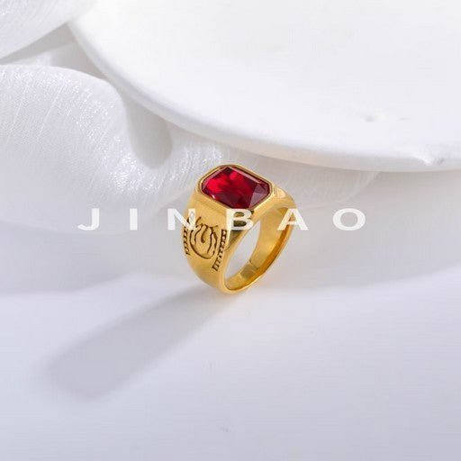 Vintage Multicolor Gemstone Ring Men's Stainless Steel Design | BL214-JinBaoJewerly