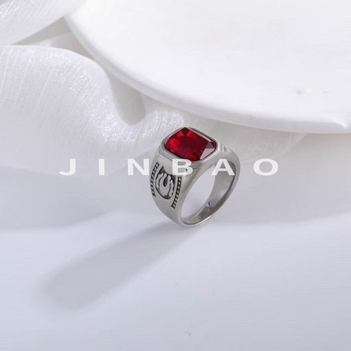 Vintage Multicolor Gemstone Ring Men's Stainless Steel Design | BL214-JinBaoJewerly
