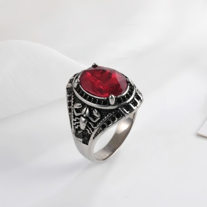 Vintage Scorpion Pattern Gemstone Ring Men's Silver Trendy Jewelry | K00844-JinBaoJewerly
