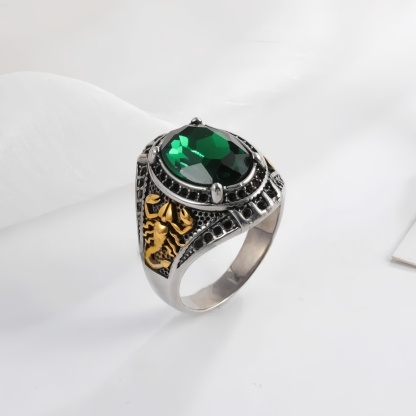 Vintage Scorpion Pattern Gemstone Ring Men's Silver Trendy Jewelry | K00844-JinBaoJewerly