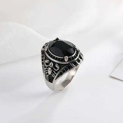 Vintage Scorpion Pattern Gemstone Ring Men's Silver Trendy Jewelry | K00844-JinBaoJewerly