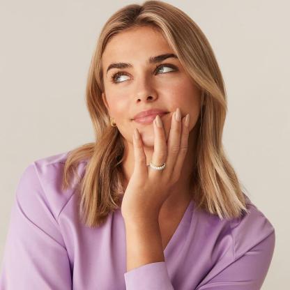 Oval Cubic Zirconia Love Ring | 5mm Stackable Rings for Women-JinBaoJewerly