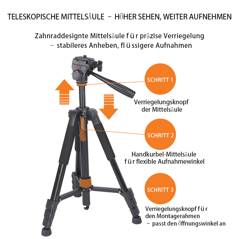 Teleskopstativ (ausziehbar bis 150 cm, universell kompatibel)
