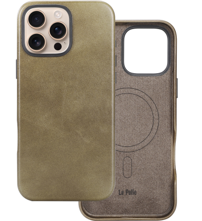 Le Pelle Handcrafted Premium Italian Leather Case for iPhone 16 Pro Max - Compatible with Magsafe - Two-Tone Effect with Unique Patina Over Time