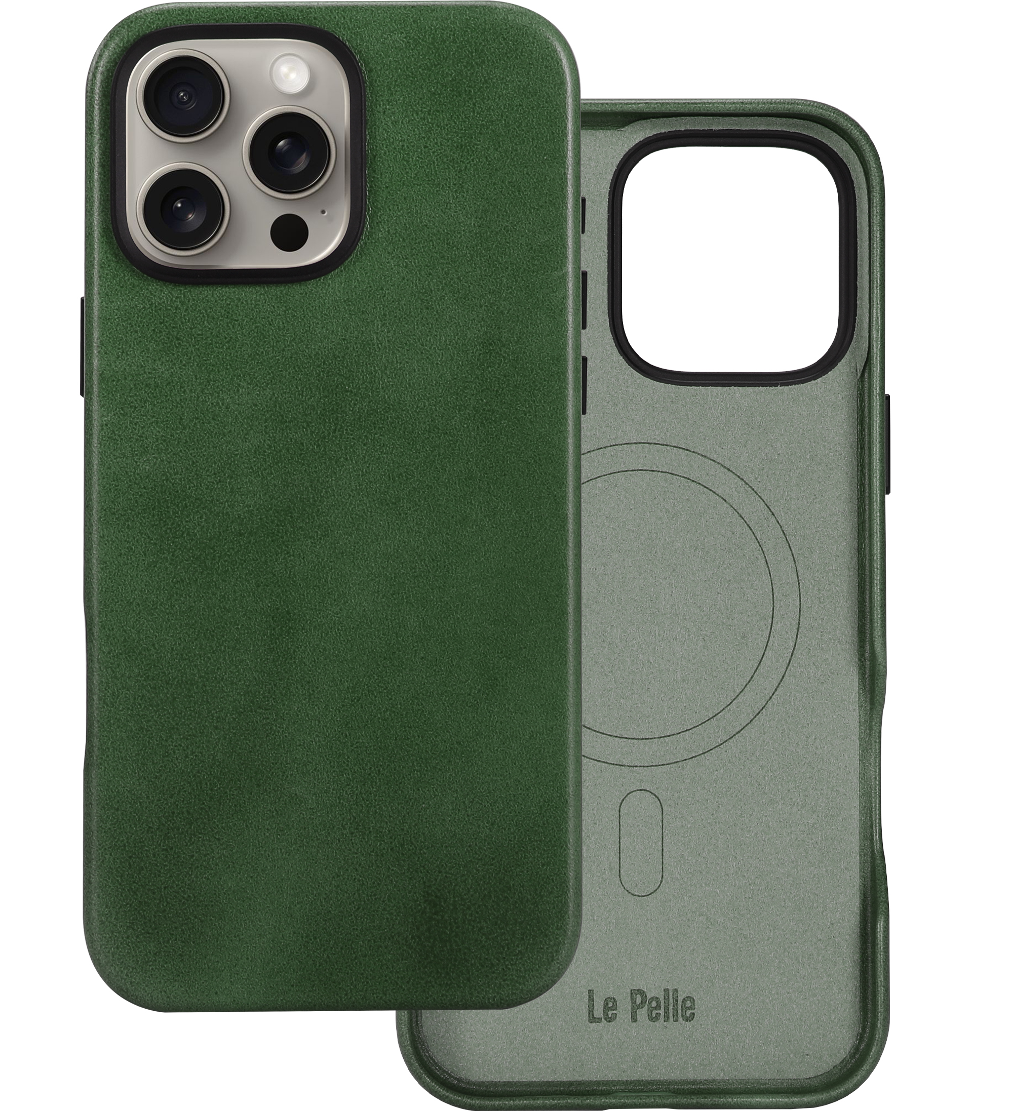 Le Pelle Handcrafted Premium Italian Leather Case for iPhone 16 Pro Max - Compatible with Magsafe - Two-Tone Effect with Unique Patina Over Time