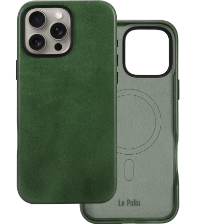 Le Pelle Handcrafted Premium Italian Leather Case for iPhone 16 Pro Max - Compatible with Magsafe - Two-Tone Effect with Unique Patina Over Time