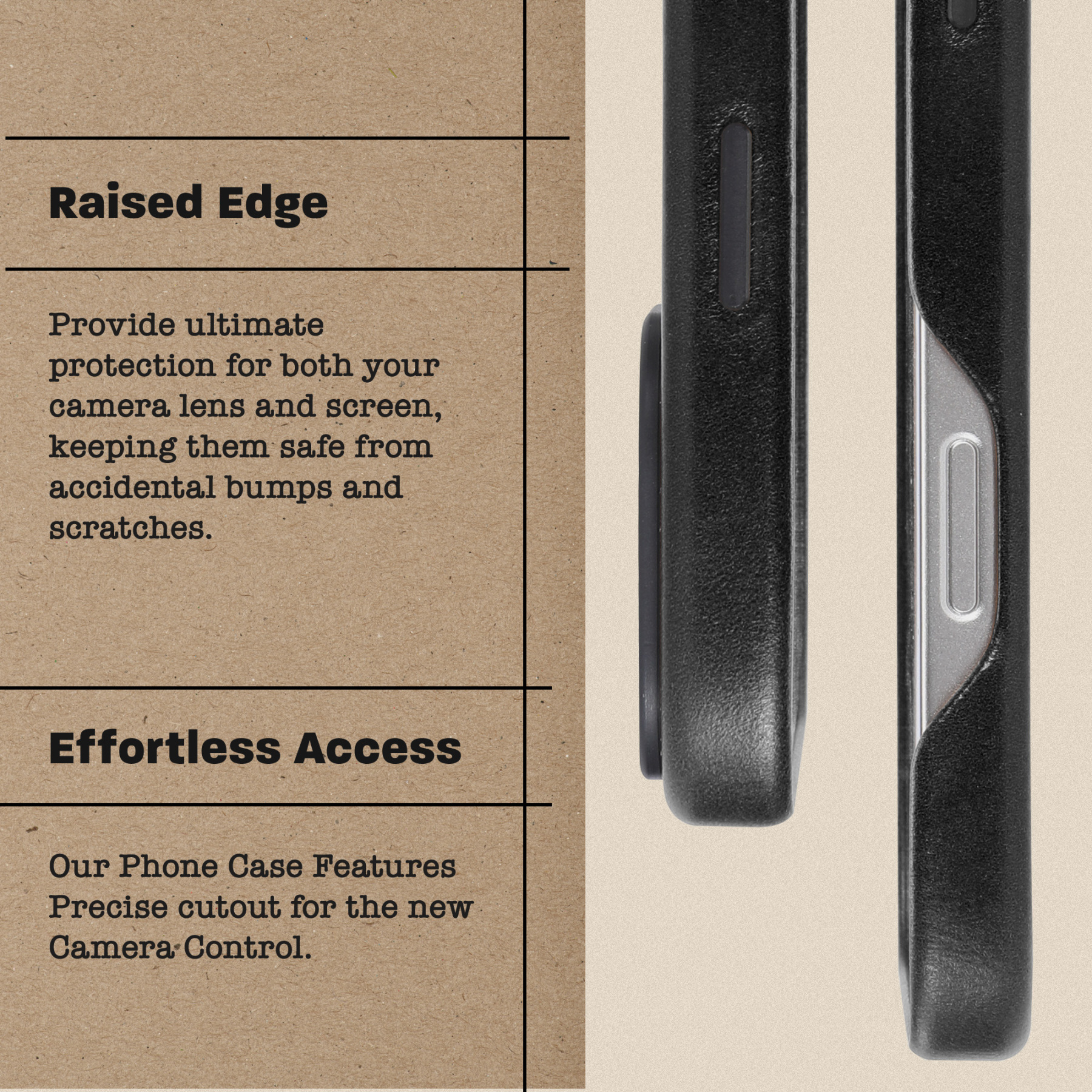 Le Pelle Handcrafted Premium Italian Leather Case for iPhone 16 Pro Max - Compatible with Magsafe - Two-Tone Effect with Unique Patina Over Time - Graphite Black