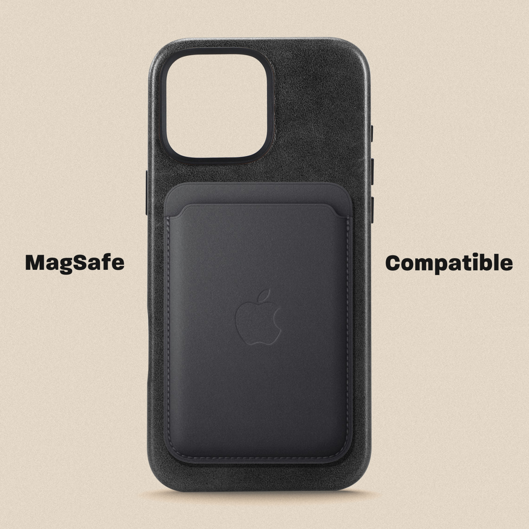 Le Pelle Handcrafted Premium Italian Leather Case for iPhone 16 Pro Max - Compatible with Magsafe - Two-Tone Effect with Unique Patina Over Time - Graphite Black
