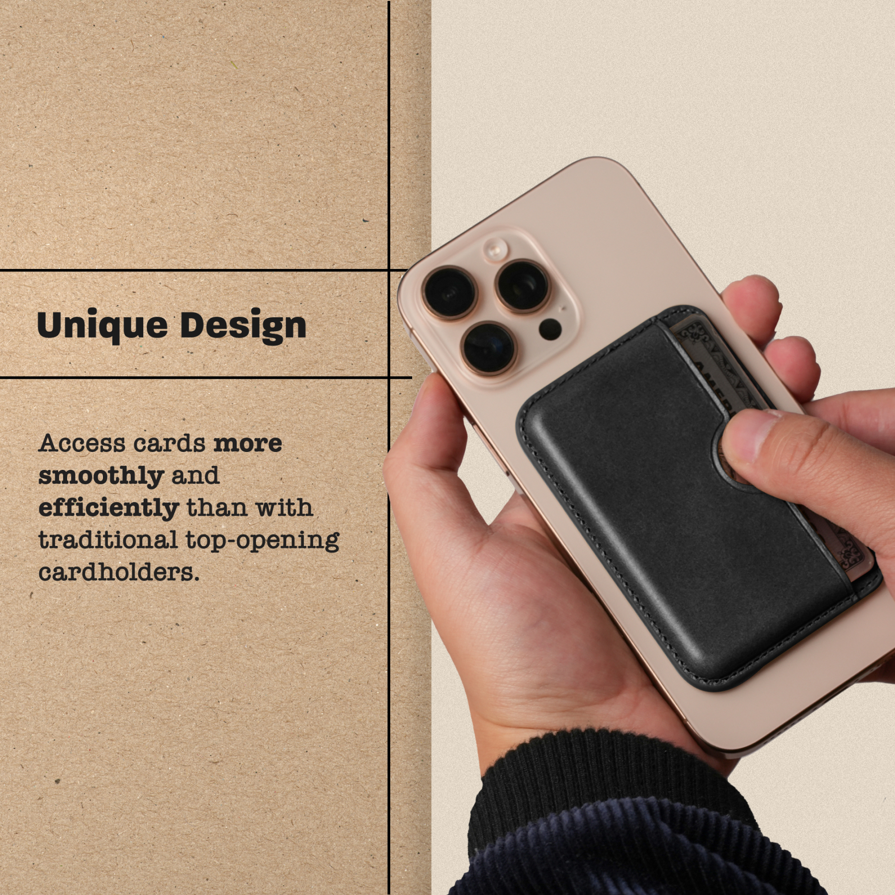 Handcrafted Italian Leather Card Wallet - [Compatible with MagSafe] - [Slim and Strong Magnetic] - [2-Card Holder] - for iPhone 16/15/14/13/12 Series 