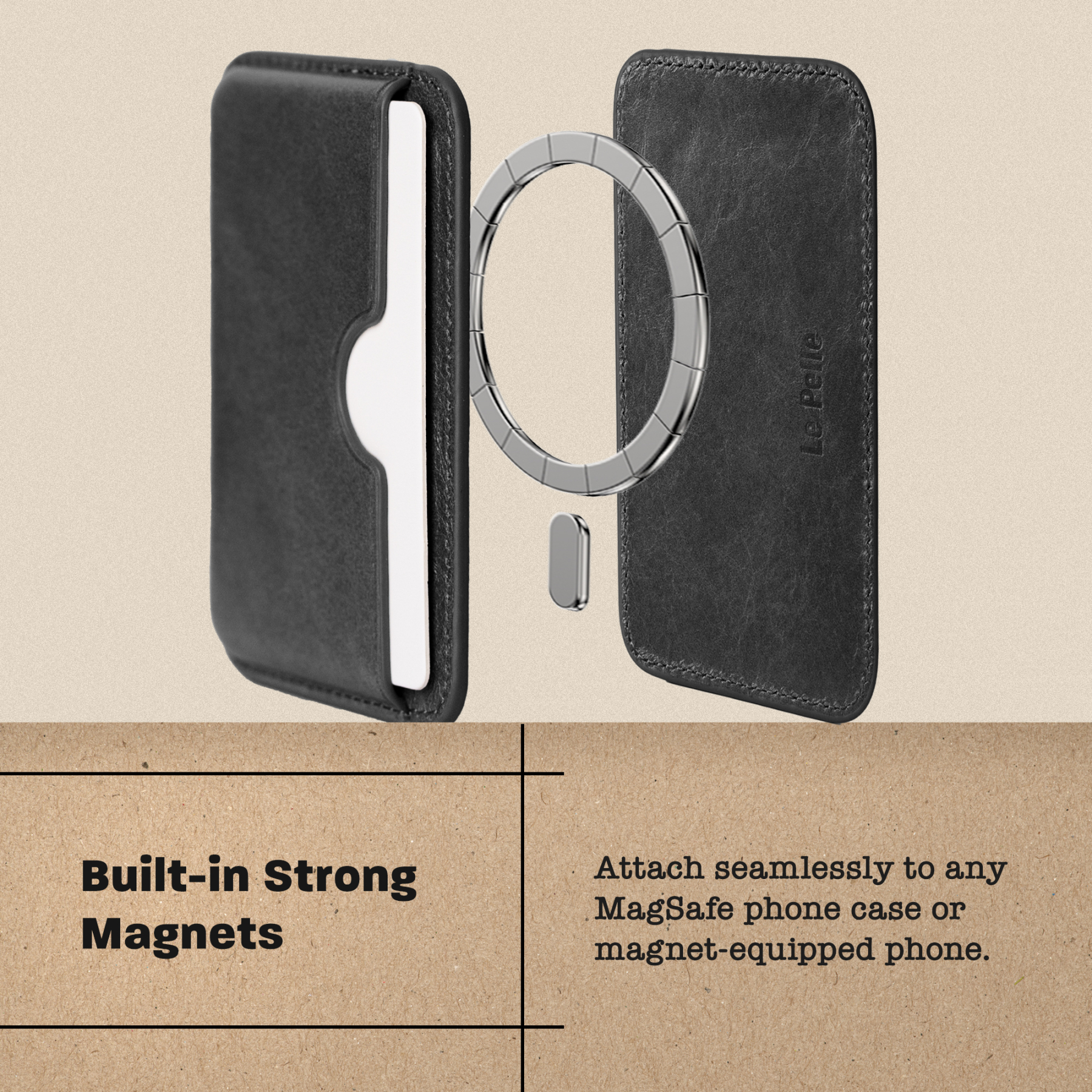 Handcrafted Italian Leather Card Wallet - [Compatible with MagSafe] - [Slim and Strong Magnetic] - [2-Card Holder] - for iPhone 16/15/14/13/12 Series 