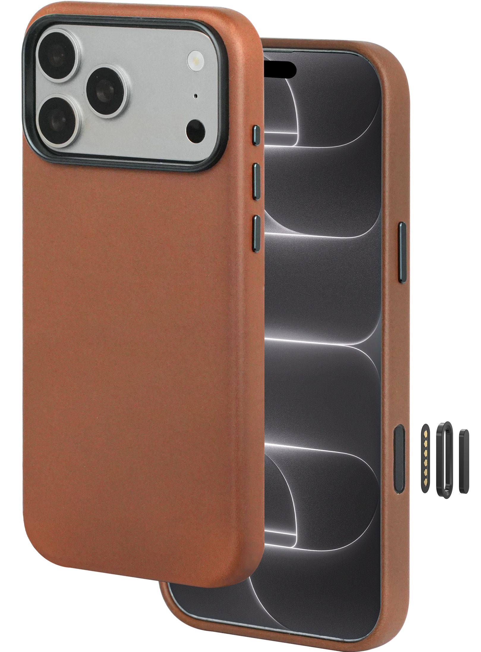Le Pelle Italian Full Grain Leather Case for iPhone 18 Pro - 2X Abrasion Resistant & Self-Healing Recovery, Built-in AI Control, Compatible with magsafe, Natural Patina