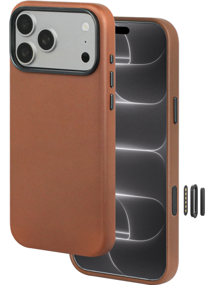 Le Pelle Italian Full Grain Leather Case for iPhone 18 Pro - 2X Abrasion Resistant & Self-Healing Recovery, Built-in AI Control, Compatible with magsafe, Natural Patina