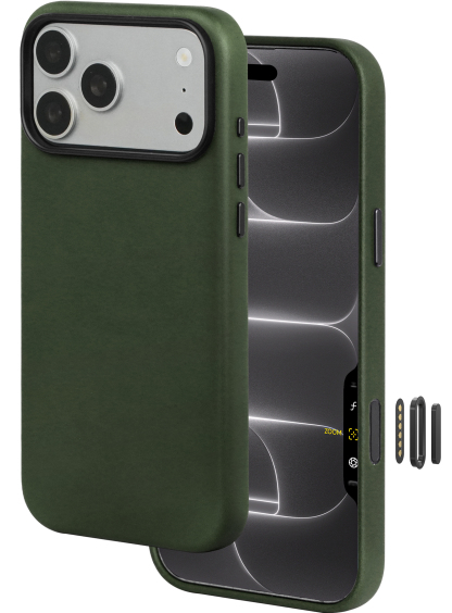 Le Pelle Italian Full Grain Leather Case for iPhone 18 Pro - 2X Abrasion Resistant & Self-Healing Recovery, Built-in AI Control, Compatible with magsafe, Natural Patina