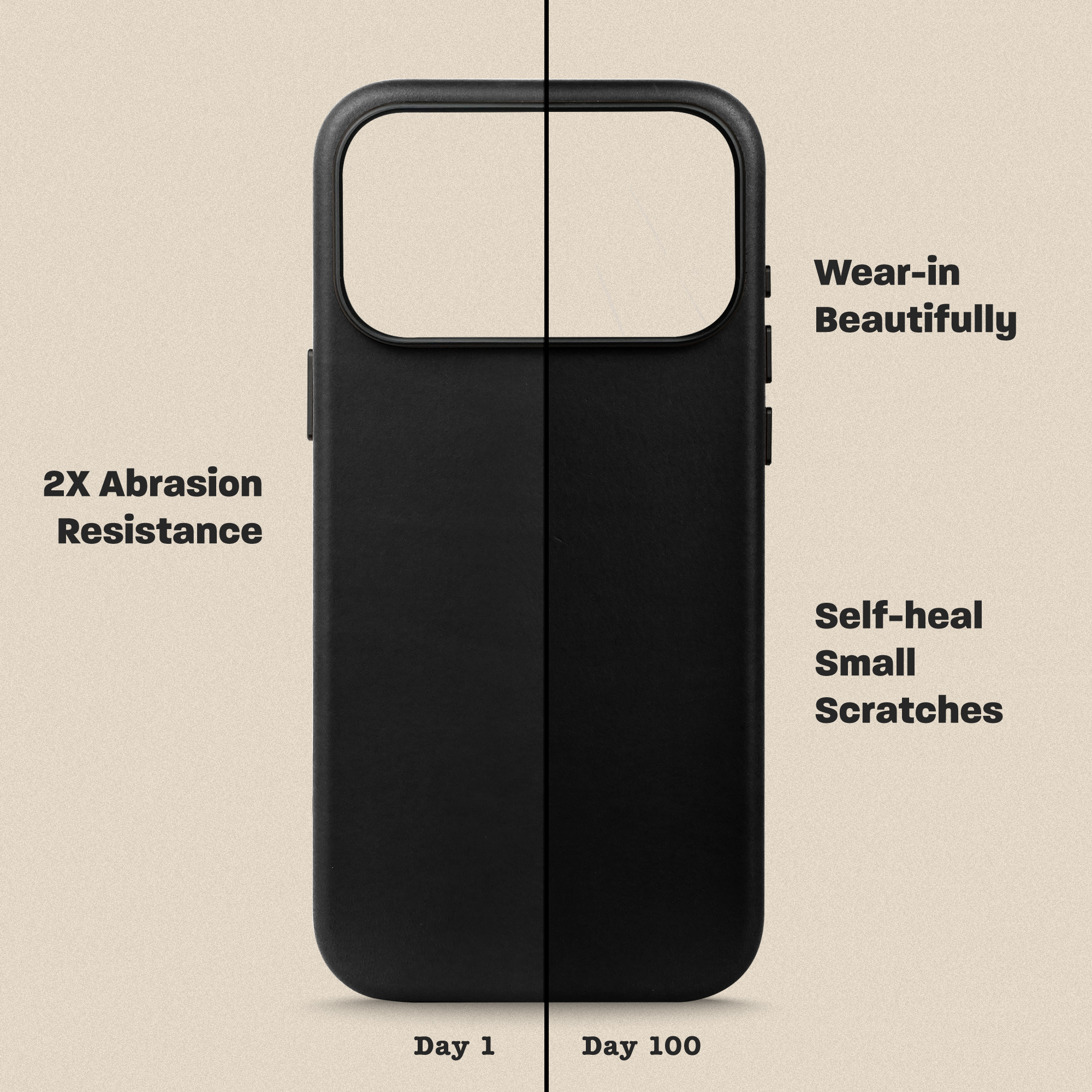 Le Pelle Italian Full Grain Leather Case for iPhone 18 Pro - 2X Abrasion Resistant & Self-Healing Recovery, Built-in AI Control, Compatible with magsafe, Natural Patina