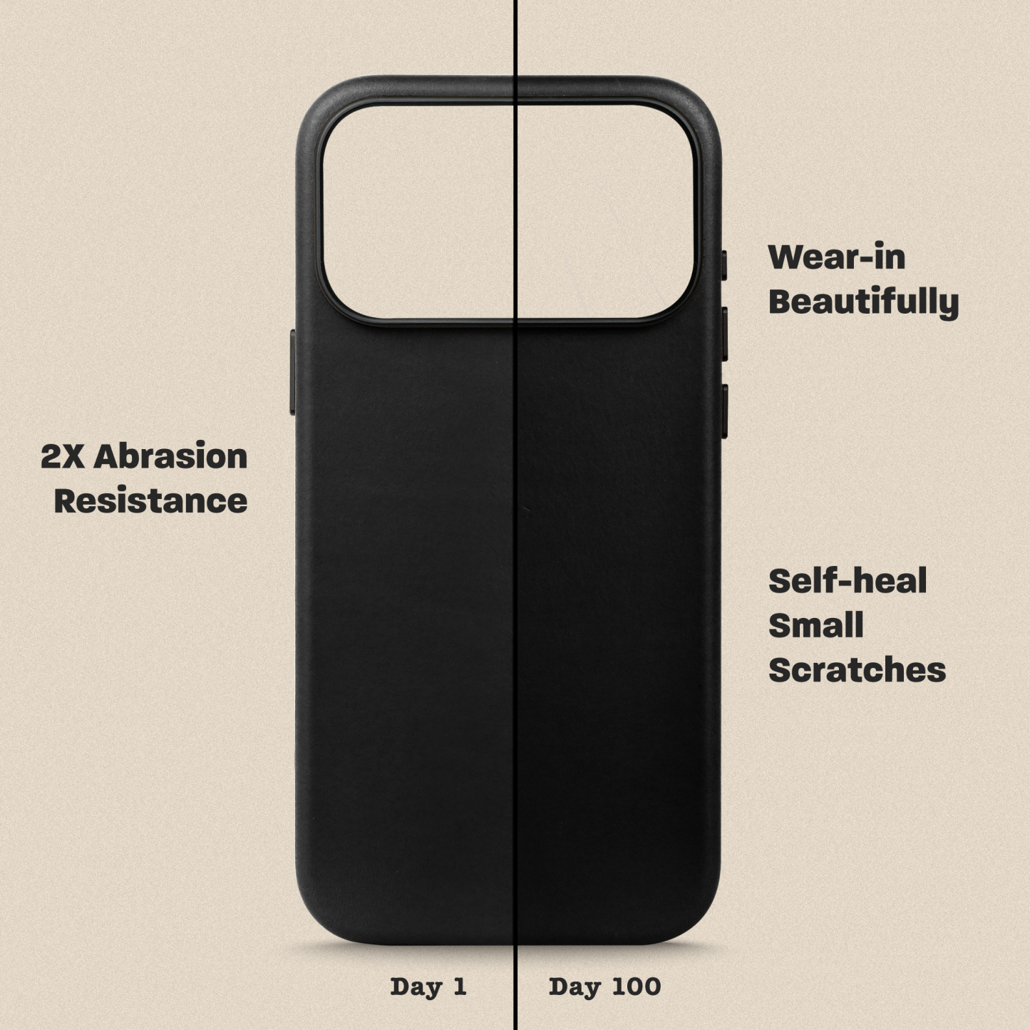 Le Pelle Italian Full Grain Leather Case for iPhone 18 Pro - 2X Abrasion Resistant & Self-Healing Recovery, Built-in AI Control, Compatible with magsafe, Natural Patina