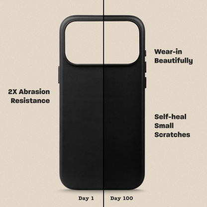 Le Pelle Italian Full Grain Leather Case for iPhone 18 Pro - 2X Abrasion Resistant & Self-Healing Recovery, Built-in AI Control, Compatible with magsafe, Natural Patina