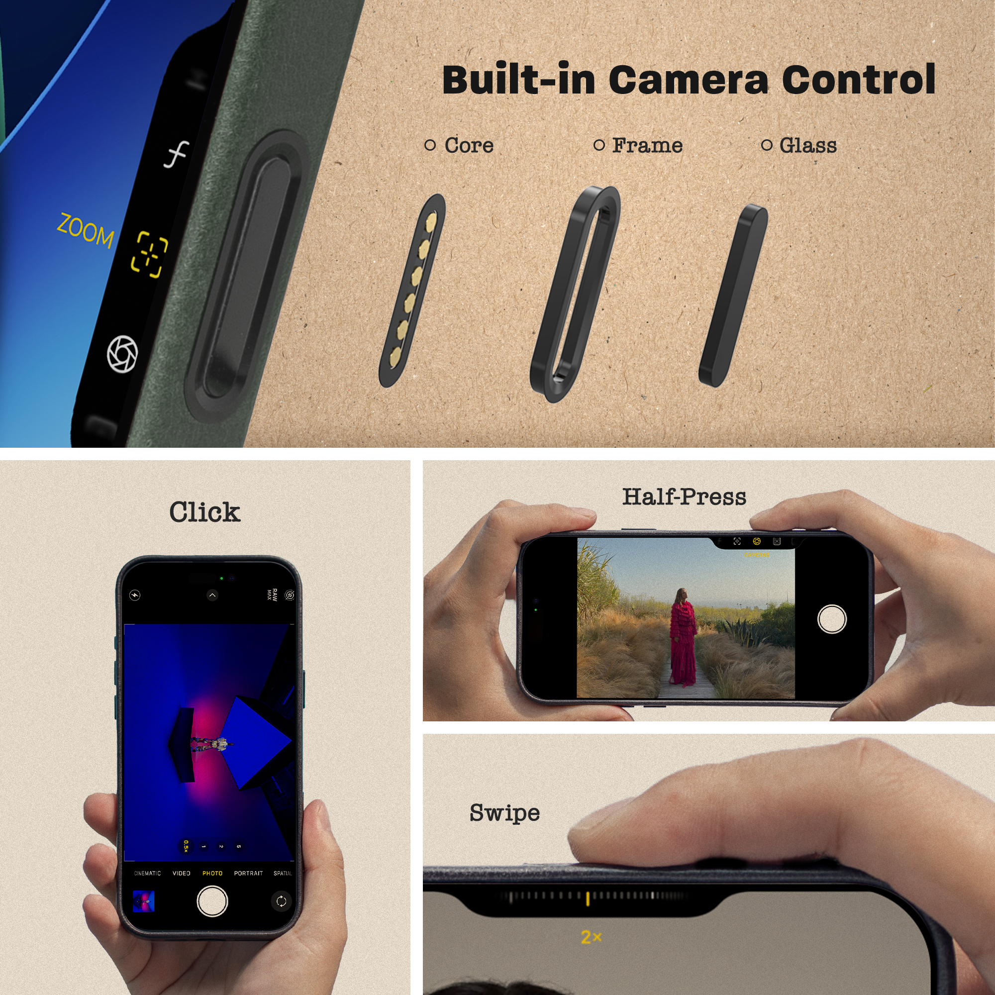 Le Pelle - Handcrafted Premium Italian Leather Case for iPhone 17 - [Built-in Camera Control] - Compatible with Magsafe - Two-Tone Effect with Unique Patina Over Time