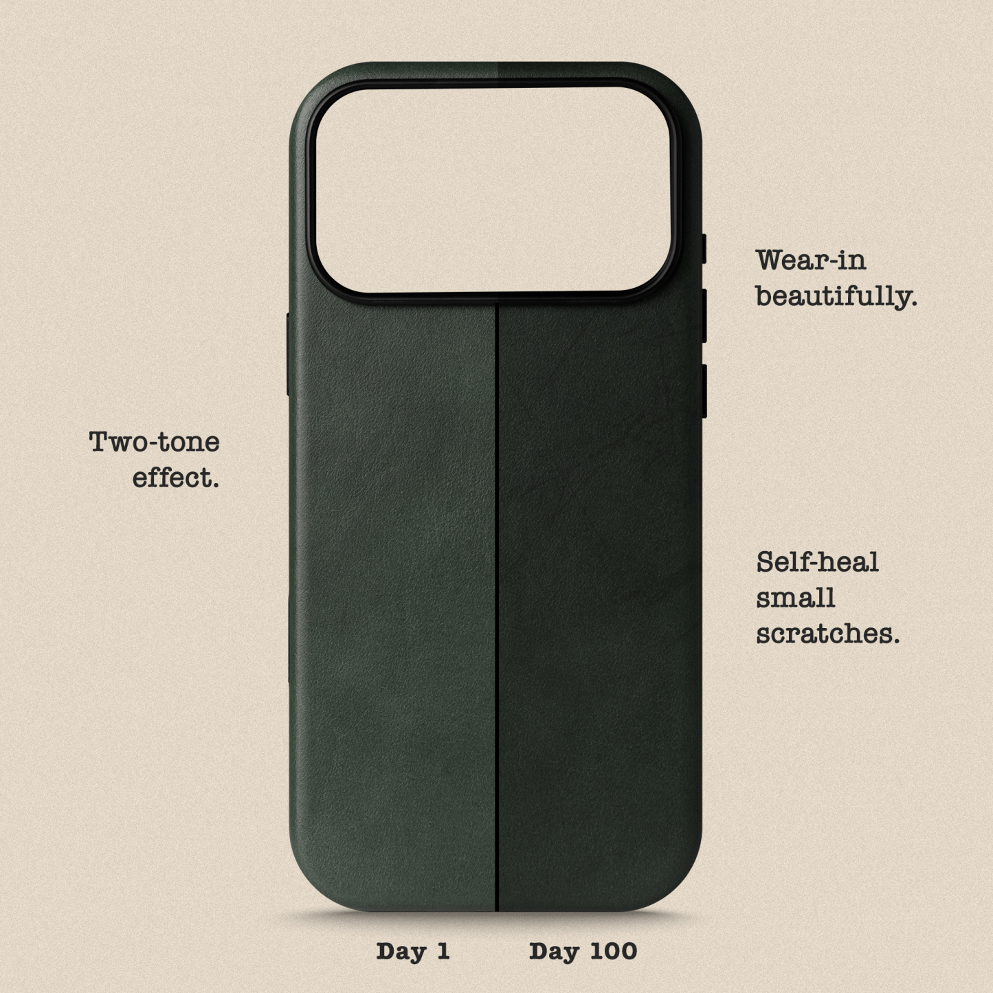 Le Pelle - Handcrafted Premium Italian Leather Case for iPhone 17 - [Built-in Camera Control] - Compatible with Magsafe - Two-Tone Effect with Unique Patina Over Time
