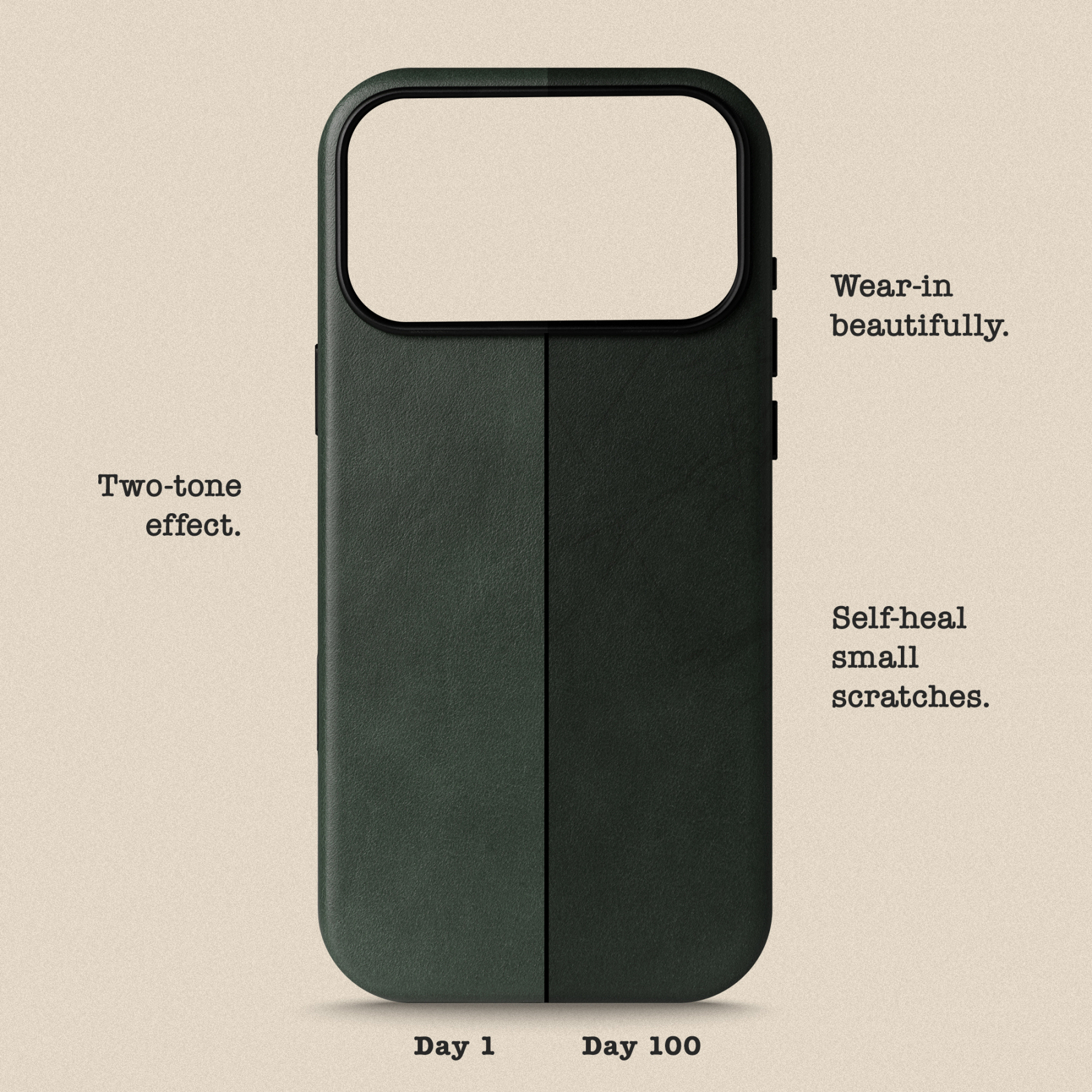 Le Pelle - Handcrafted Premium Italian Leather Case for iPhone 17 - [Built-in Camera Control] - Compatible with Magsafe - Two-Tone Effect with Unique Patina Over Time