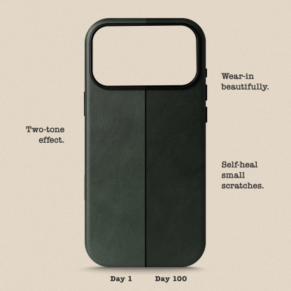 Le Pelle - Handcrafted Premium Italian Leather Case for iPhone 17 - [Built-in Camera Control] - Compatible with Magsafe - Two-Tone Effect with Unique Patina Over Time