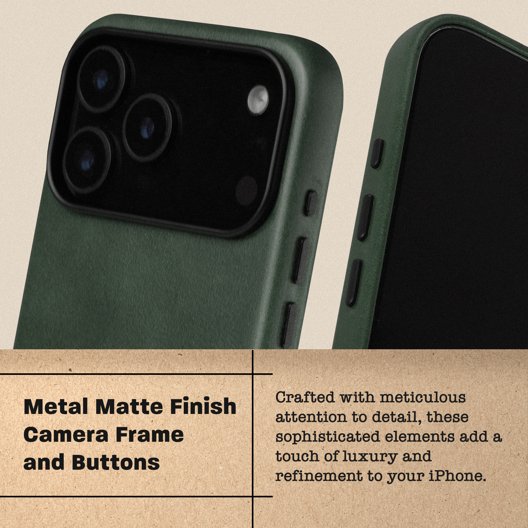 Le Pelle - Handcrafted Premium Italian Leather Case for iPhone 17 - [Built-in Camera Control] - Compatible with Magsafe - Two-Tone Effect with Unique Patina Over Time