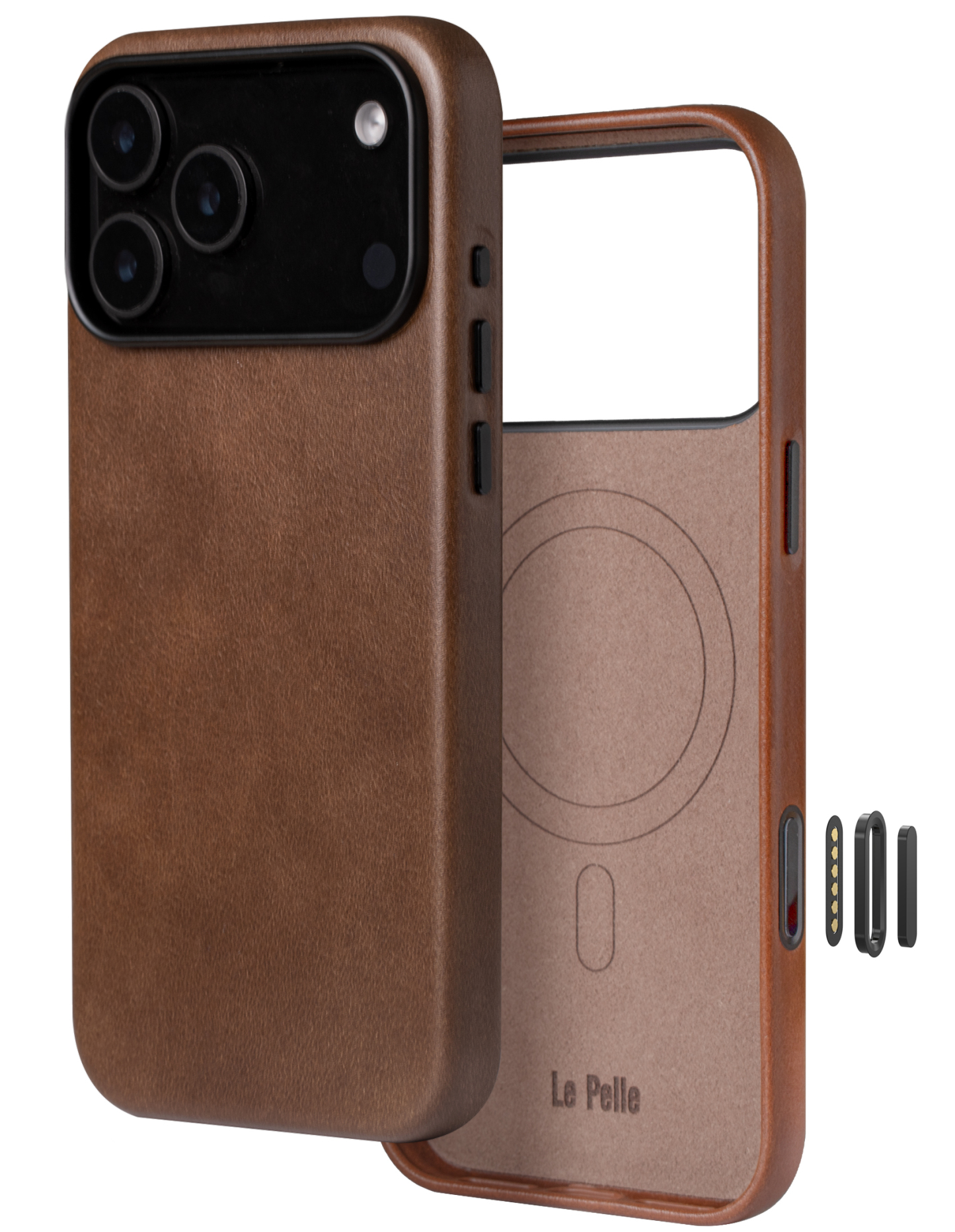 Le Pelle - Handcrafted Premium Italian Leather Case for iPhone 17 - [Built-in Camera Control] - Compatible with Magsafe - Two-Tone Effect with Unique Patina Over Time