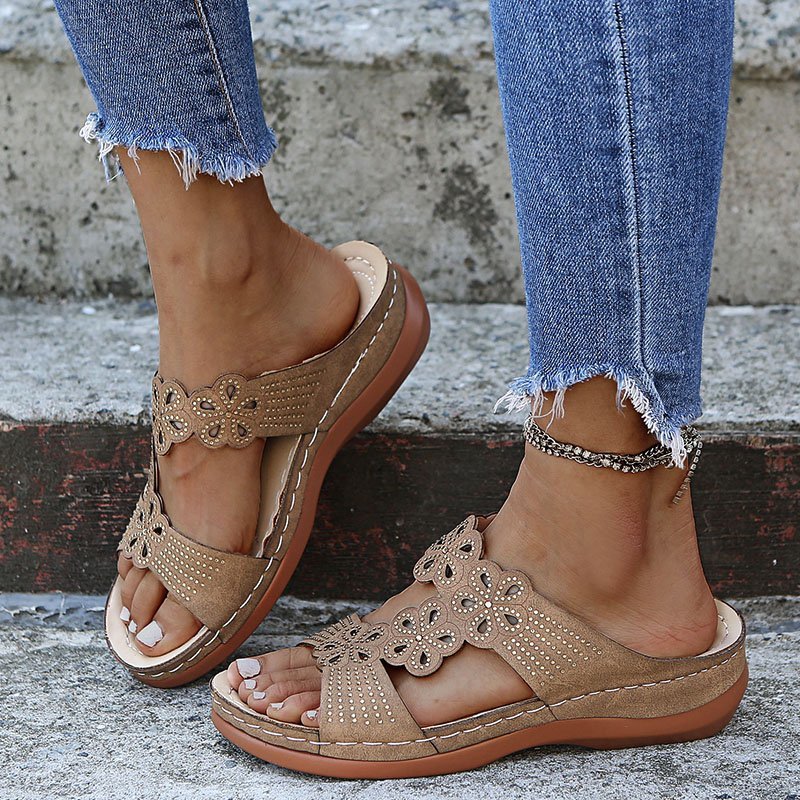New Rhinestone Casual Wedge Sandals