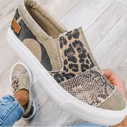 🔥Last Day Promotion 60% OFF - Casual Pieced Raw Edge Animal Print Canvas Slip-On Flats(Buy 2 Free Shipping)