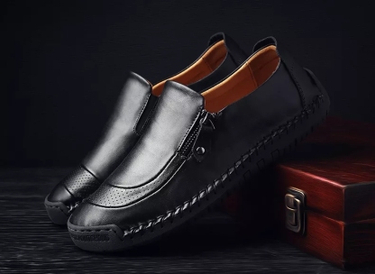 🔥HOT SALE🎁--60% OFF 🎉MENS HANDMADE SIDE ZIPPER CASUAL COMFY LEATHER SLIP ON LOAFERS