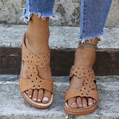 New Rhinestone Casual Wedge Sandals