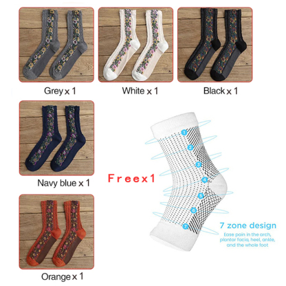 【5 pairs】 Varicose edema care socks for free 【 pair of ankle repair socks】