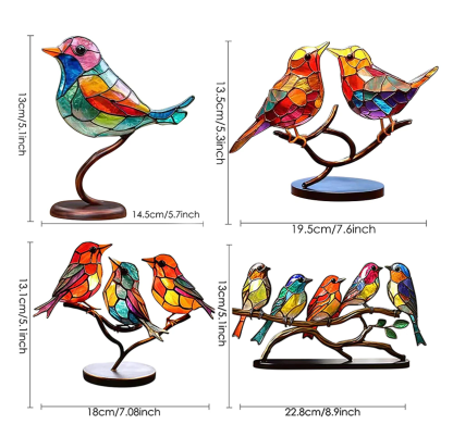 🌈Stained Glass Birds on Branch Desktop Ornaments 🕊️