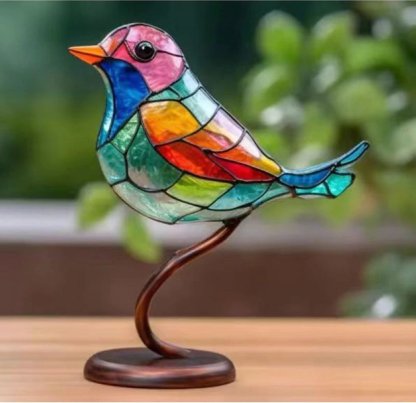 🌈Stained Glass Birds on Branch Desktop Ornaments 🕊️