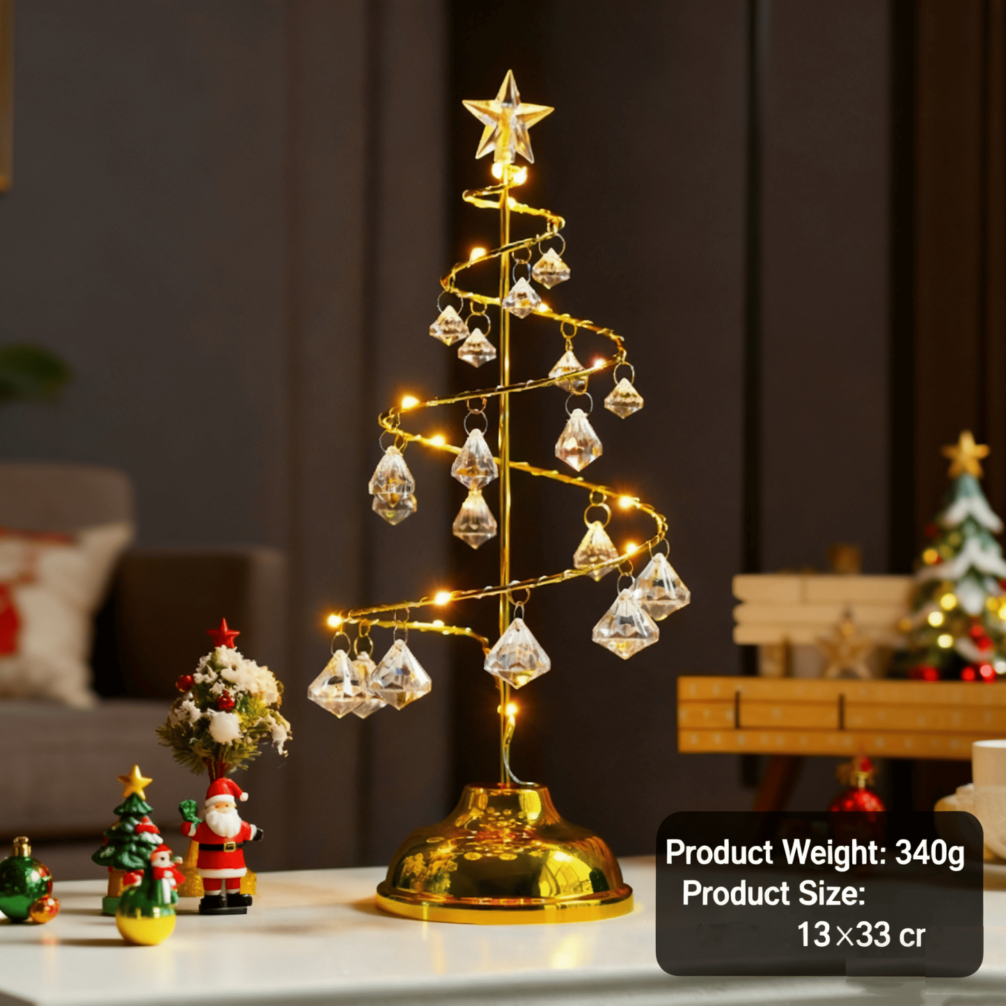  LED Crystal Diamond Christmas Tree Lights 