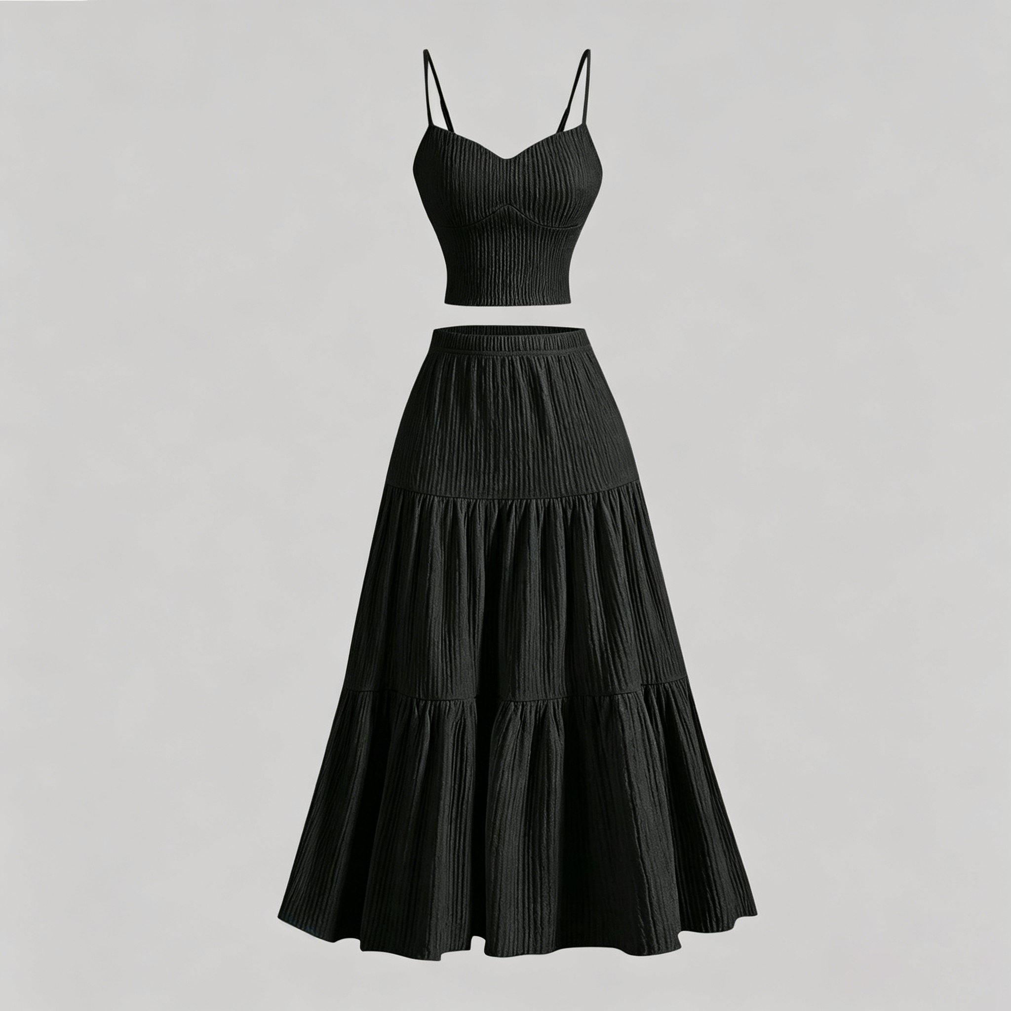Textured camisole and skirt set