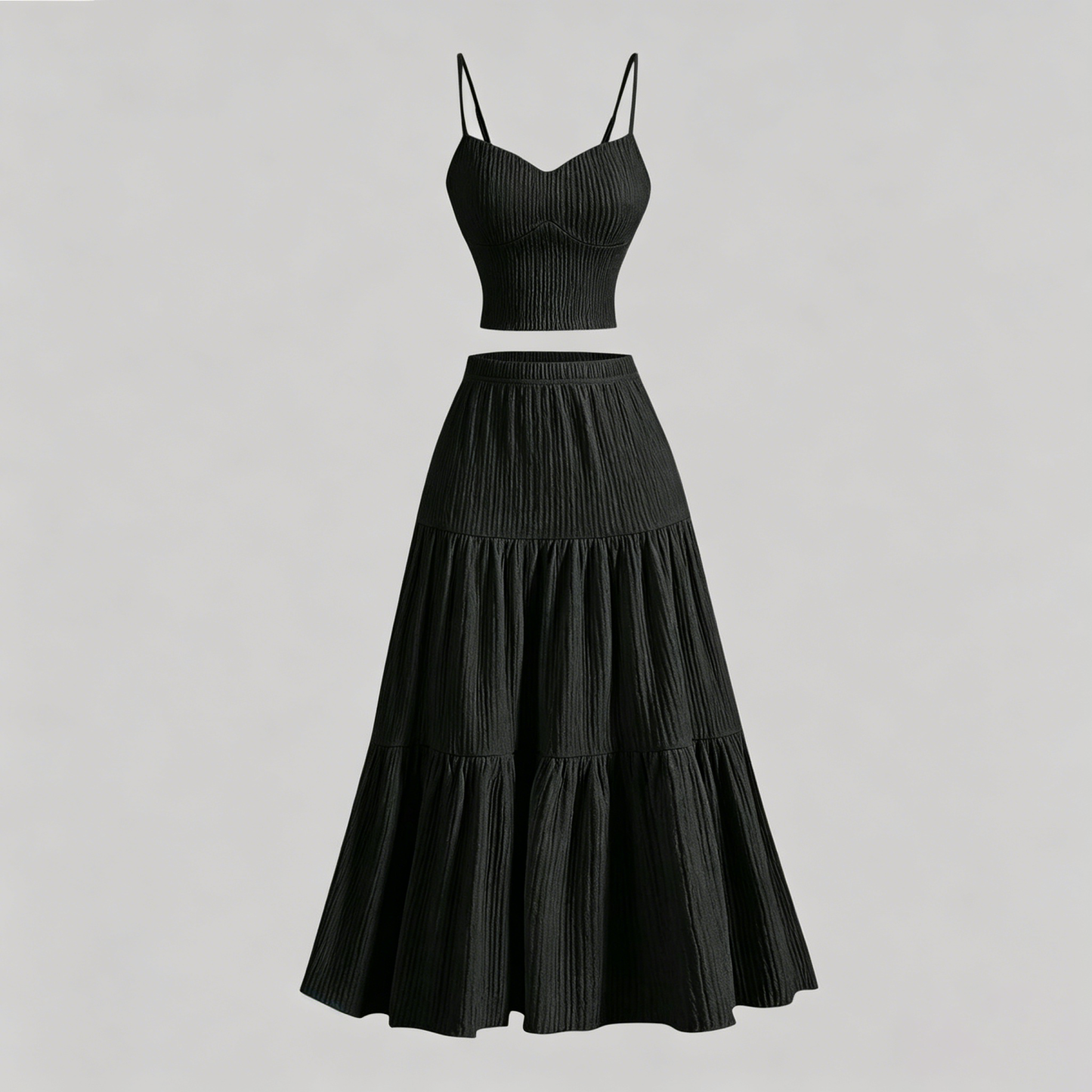 Textured camisole and skirt set