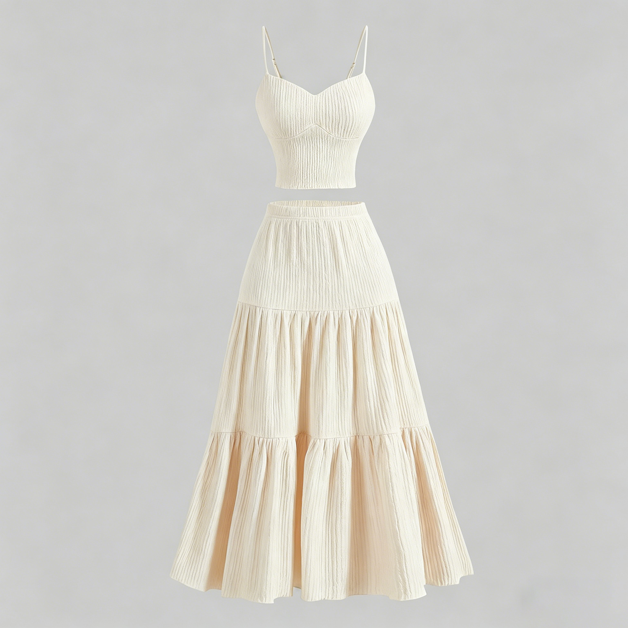 Textured camisole and skirt set