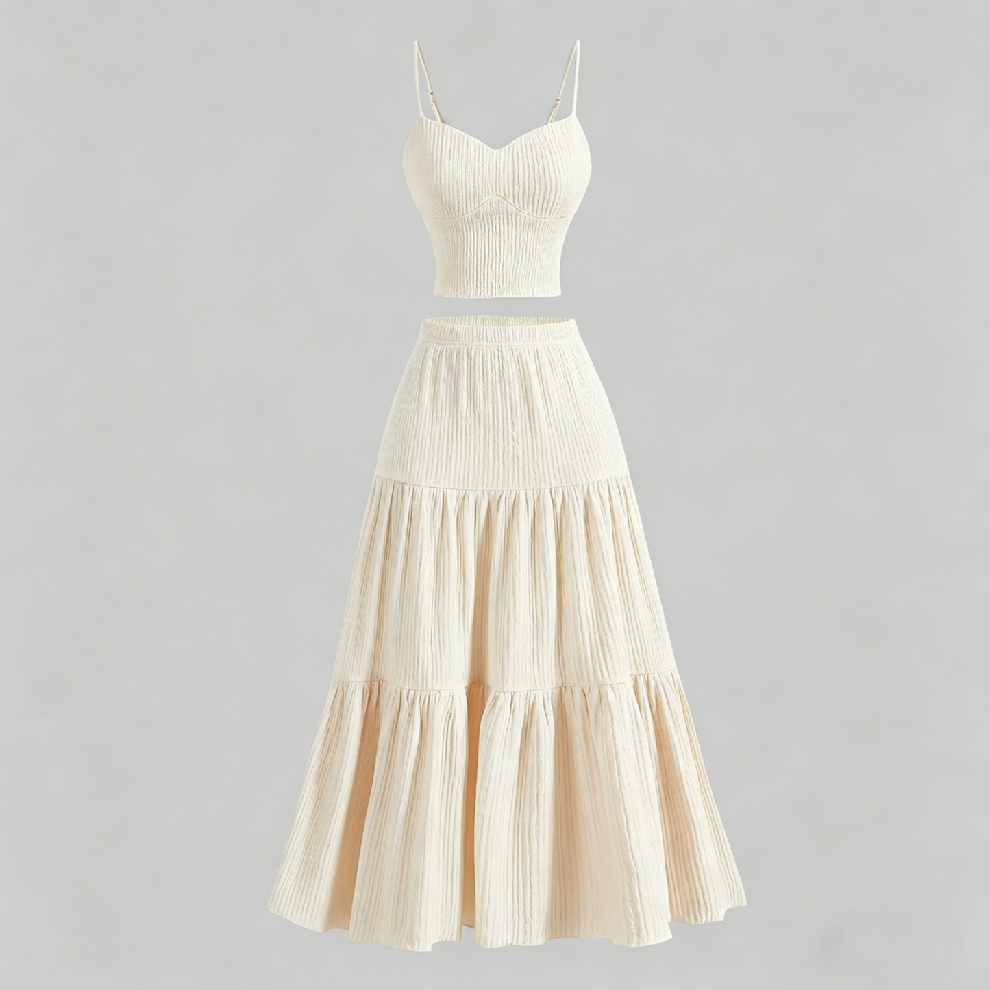 Textured camisole and skirt set