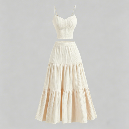 Textured camisole and skirt set