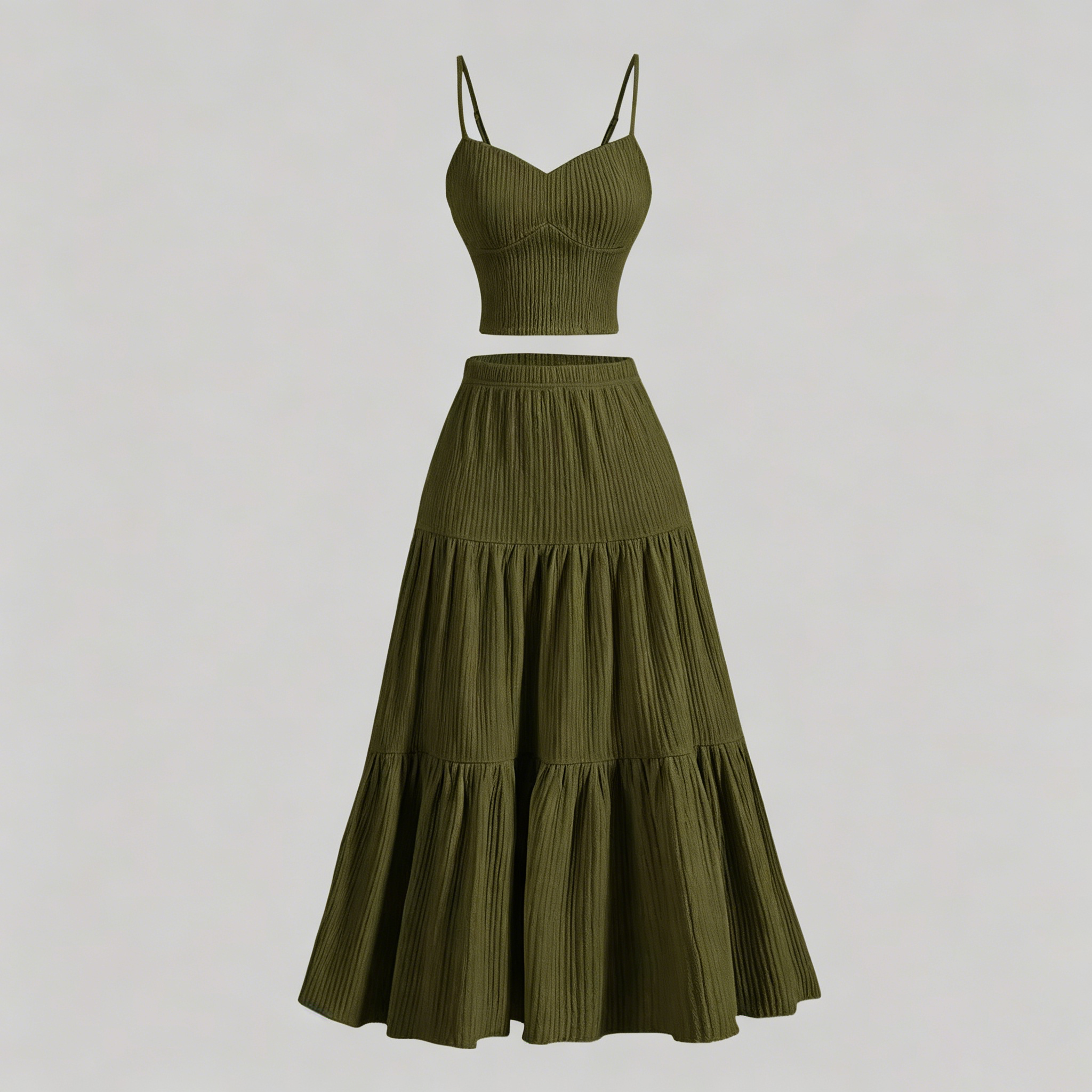 Textured camisole and skirt set