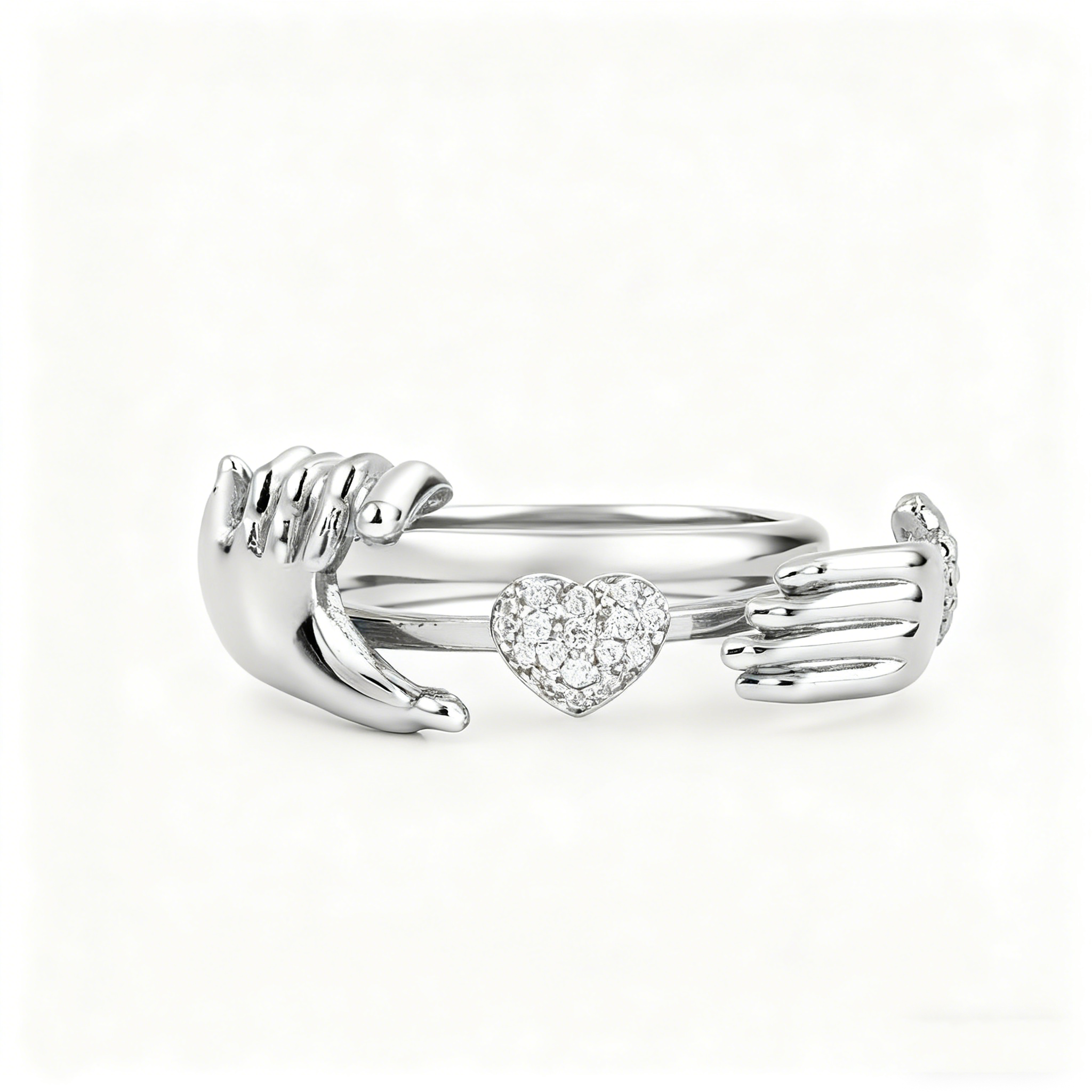 Open Hands Heart Ring