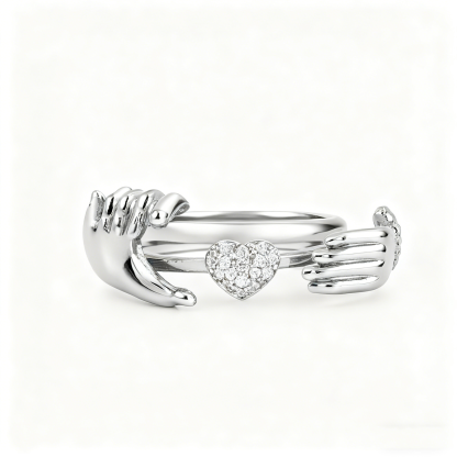 Open Hands Heart Ring