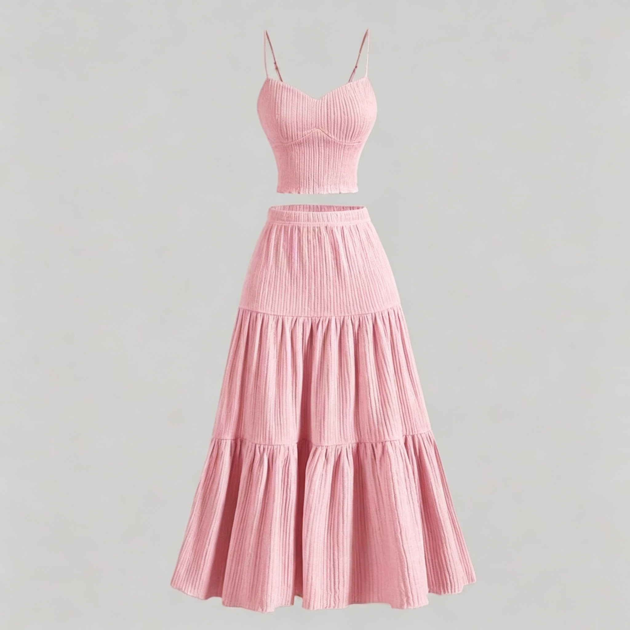 Textured camisole and skirt set