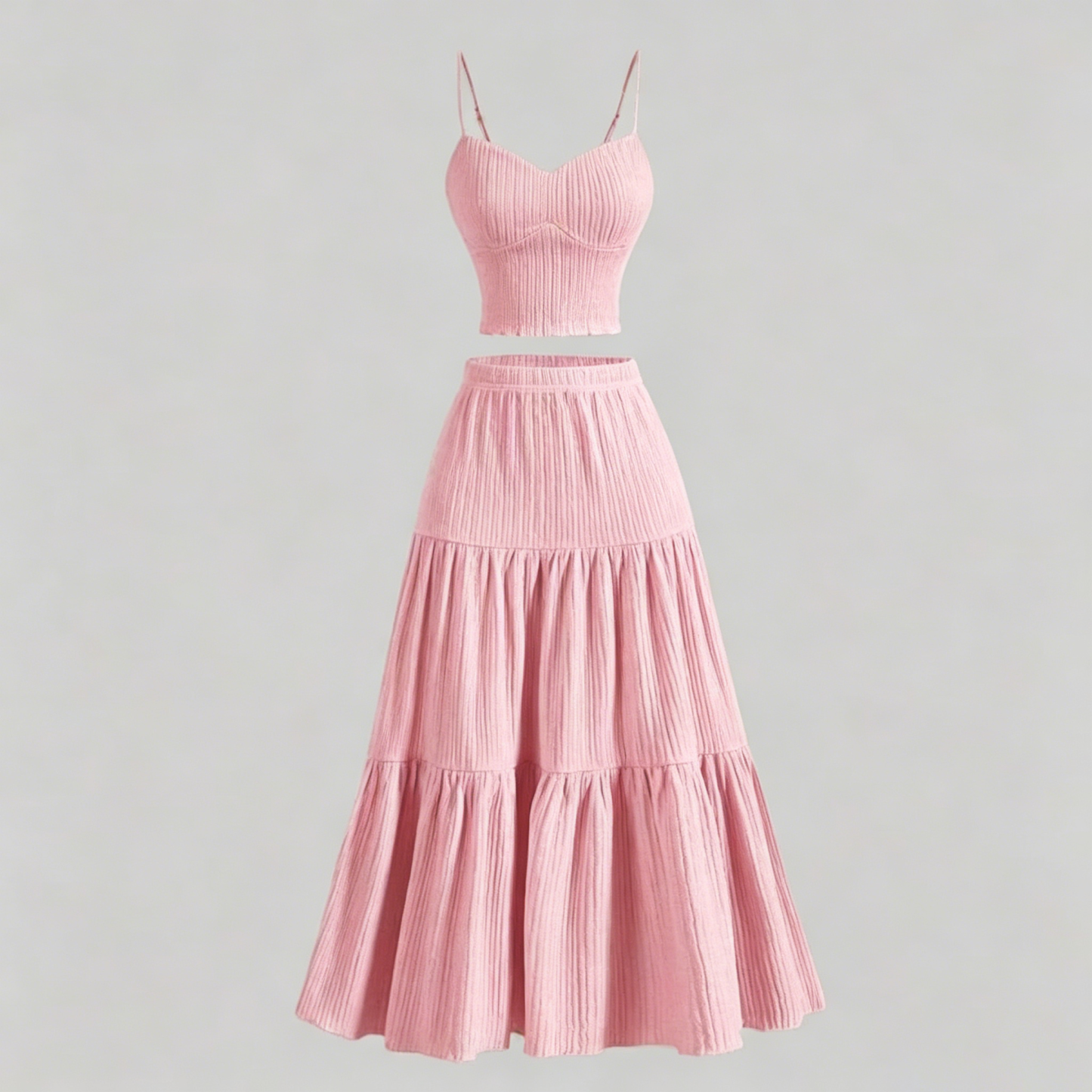Textured camisole and skirt set