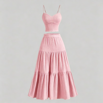 Textured camisole and skirt set